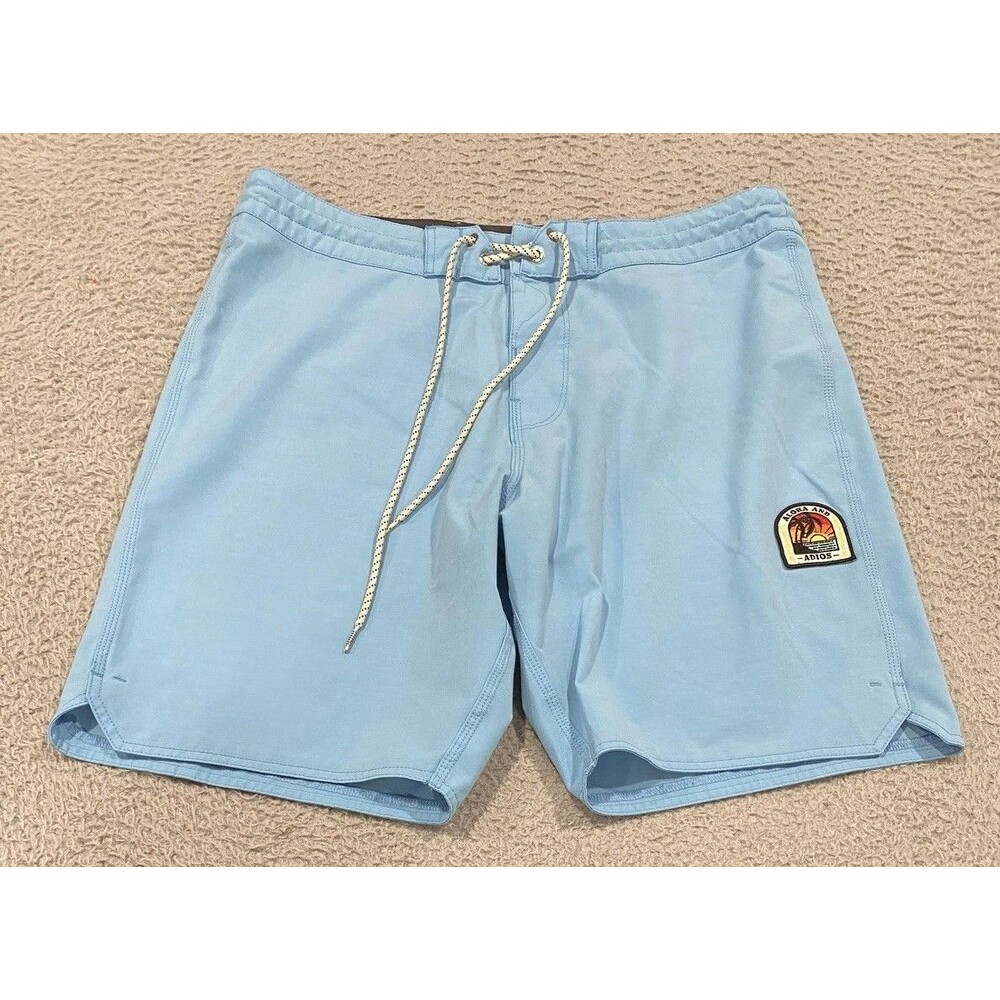 Vissla Board Shorts Mens 34 Blue Aloha And Adios Patch Swim Surf Beach Quick Dry